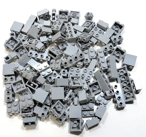 Lego Gray Bricks Plates SNOT Stud on Side 120pc Bulk Lot 1x1 1x2 1x4 2x2 2x6