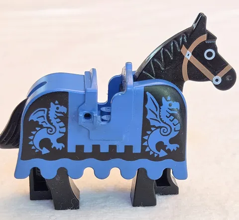 LEGO Rare BLUE DRAGON Barding Ruffle Armor + Saddle Knights Horse Castle 2490