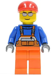 LEGO® Minifigure Town cty0294 Overalls w/Safety Stripe Orange Orange Legs Red Sh