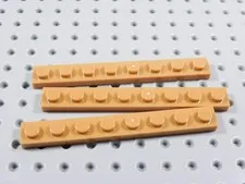 LEGO Lot of 3 Medium Nougat 1x8 Plates BA