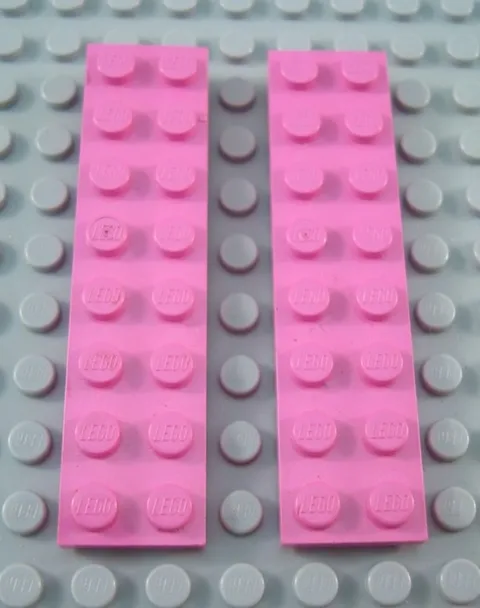 LEGO Lot of 2 Dark Pink 2x8 Flat Building Plate Parts
