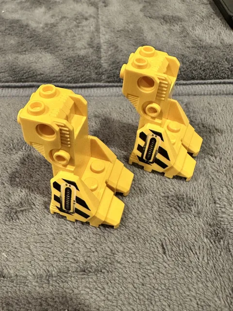 LEGO Yellow Support Foot x2 w/Black Danger Pattn 4794 4798 4790 #41525pb01