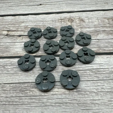 LEGO Parts Lot (13) Dark Bluish Gray Round Plate 2 x 2 W/ Axle Hole Part # 4032