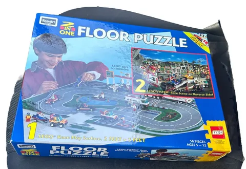 Vintage LEGO Rose Art #08099 System 2 IN 1 Floor Puzzle Racing Set From 1996