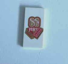 Lego Parts 60 Year Anniversary 2x4 Decorated Tile  Design 87079pb0465