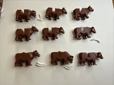 Lego Animal Reddish Brown Cow Lot Of 9