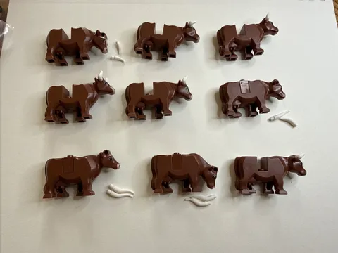 Lego Animal Reddish Brown Cow Lot Of 9