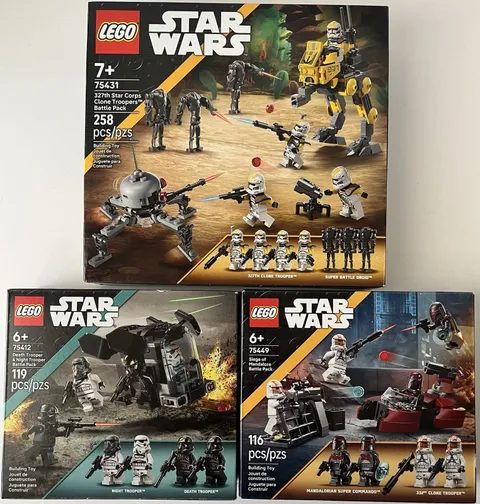 Lot of 3 LEGO Star Wars Battle Packs: 75431, 75449 & 75412