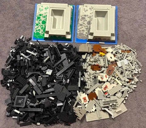 Vintage 90s Lego Parts Pieces Baseplates Castle Grey & Black 5 Lbs Bulk Lot