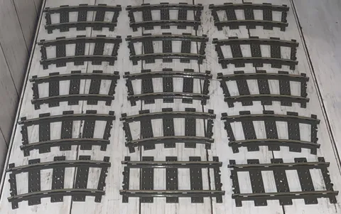 *VTG LEGO LOT*Train Track 9V*Dark Gray 15 Pcs: 2-Straight*13-Curved 2867*2865*