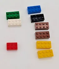 lego lot of 8 - Bricks 2x4 and 1- brick 2x3 multicolors