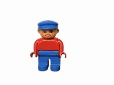 Lego Duplo Vintage 1980’s Male Figure Blue Legs Red Top Blue Cap