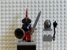 LEGO Castle Knight Minifigure - Red/Black w/ Sword Shield Helmet Mace