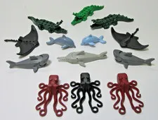 LEGO 13 Animals Water Minifigures Shark Sawfish Manta Ray octopus gator dolphin 