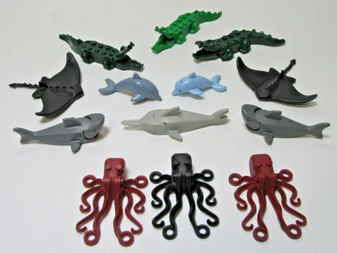 LEGO 13 Animals Water Minifigures Shark Sawfish Manta Ray octopus gator dolphin 