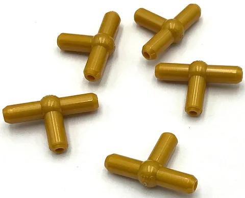 Lego 5 New Pearl Gold Pneumatic T Pieces Second Version T Bar Pieces
