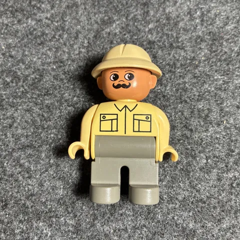 Lego Duplo Safari Explorer Man In Hat 2.5" Figure Zoo Keeper W/ Mustache