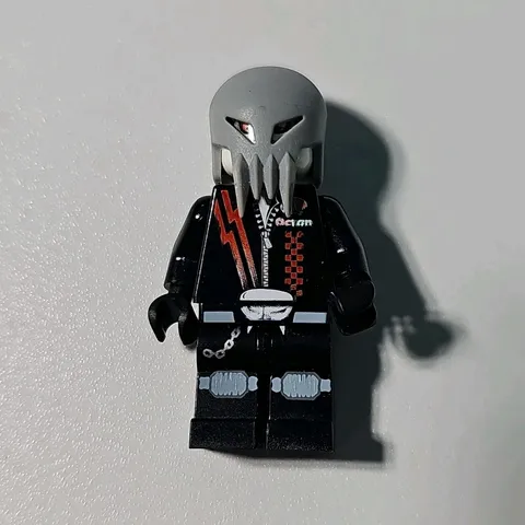 LEGO Minifigure Black Suit Red Lightning Gray Mask Plastic Figure Lot of 2