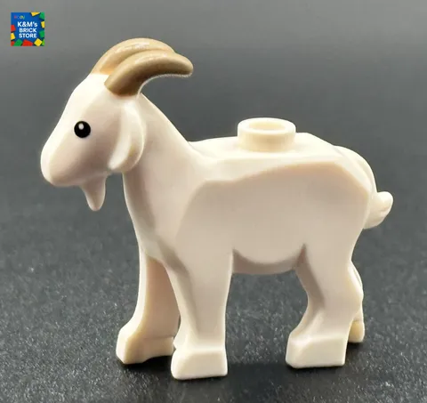 LEGO Castle / Kingdoms Animal Minifigure White Goat Dark Tan Horns 95341pb02