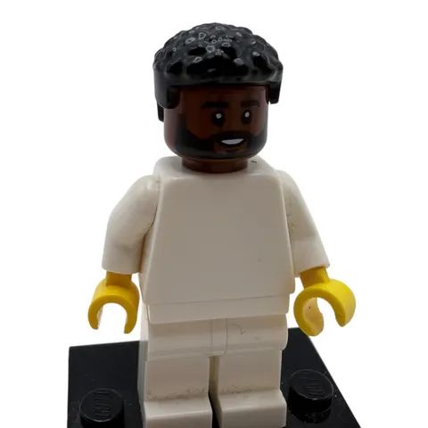 LEGO ® minifigure head hair black beard smiling replacement part curls beard city