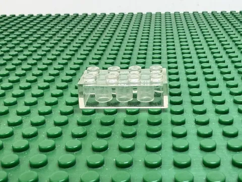 1960s LEGO Trans-Clear Brick 2x4 no Cross Supports 'Pat Pend'- Old Logo #3001old