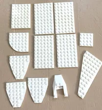Lego White Flat Pieces Mixed Lot of 12 Assorted Bricks
