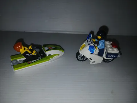 Lego Police Motercycle and Police Lego Figure & Powerboat & Figure