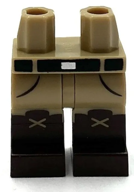 Lego New Minifig Pants Legs w/ Dark Brown Boots Black Belt Pockets Part