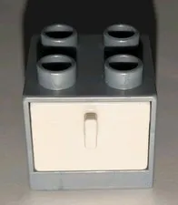 LEGO DUPLO PEARL LIGHT GRAY 2X2X1.5 FURNITURE CABINET W/ WHITE DRAWER PART 4890