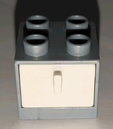 LEGO DUPLO PEARL LIGHT GRAY 2X2X1.5 FURNITURE CABINET W/ WHITE DRAWER PART 4890