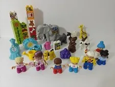 LEGO DUPLO Mixed Lot Figures Animals Elephant Giraffe Pluto Blocks...