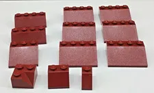 Lot of 12 LEGO Assorted Bricks & Pieces Dark Red Maroon
