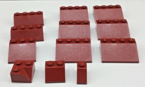 Lot of 12 LEGO Assorted Bricks & Pieces Dark Red Maroon