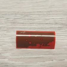 Lego 6191pb018R Red Slope Curved 1 x 4 x 1 1/3 with Reddish Brown Mud Splotches