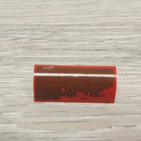 Lego 6191pb018R Red Slope Curved 1 x 4 x 1 1/3 with Reddish Brown Mud Splotches