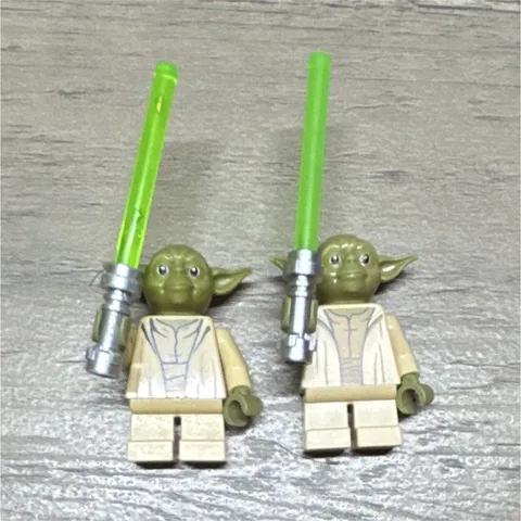 LEGO Star Wars Yoda Minifigure Lot of 2 with Green Lightsabers