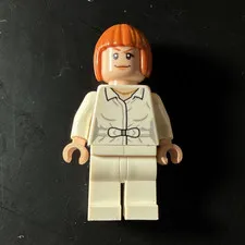 LEGO Minifigure Female White Outfit w/ Orange Hair, Plastic Figure Only