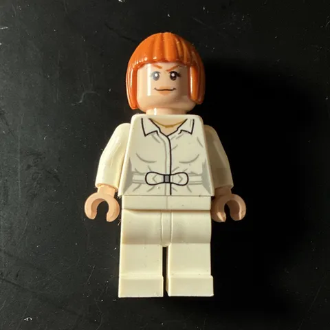 LEGO Minifigure Female White Outfit w/ Orange Hair, Plastic Figure Only