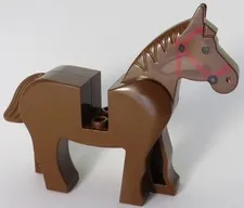 LEGO® 4493c01pb03 Horse with Black Eyes, Red Bridle Pattern