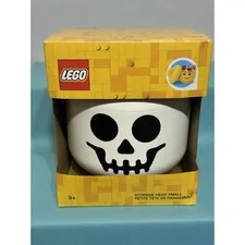LEGO Storage Head Skeleton Skull Container Halloween Candy Bowl Small w/ Lid NEW