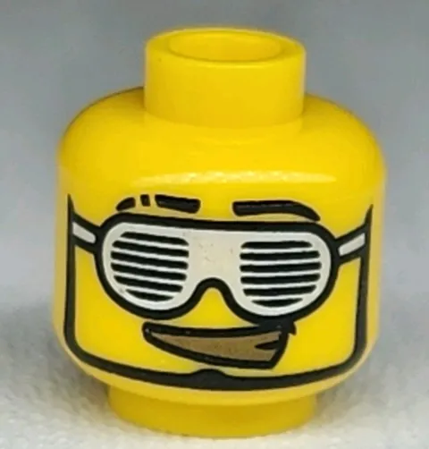 NEW LEGO® Yellow Minifigure Head Part Gold Teeth White Sunglasses Rapper Pattern