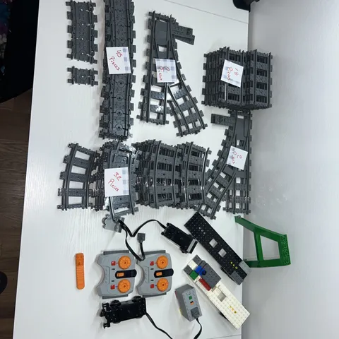 Lego City Train Tracks Lot Of 99 Pieces Curved ,Straight Tracks  + 2 Controllers
