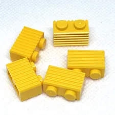 LEGO Parts - Yellow Brick 1 x 2 with Grille / Fluted Profile - No 2877 - QTY 5