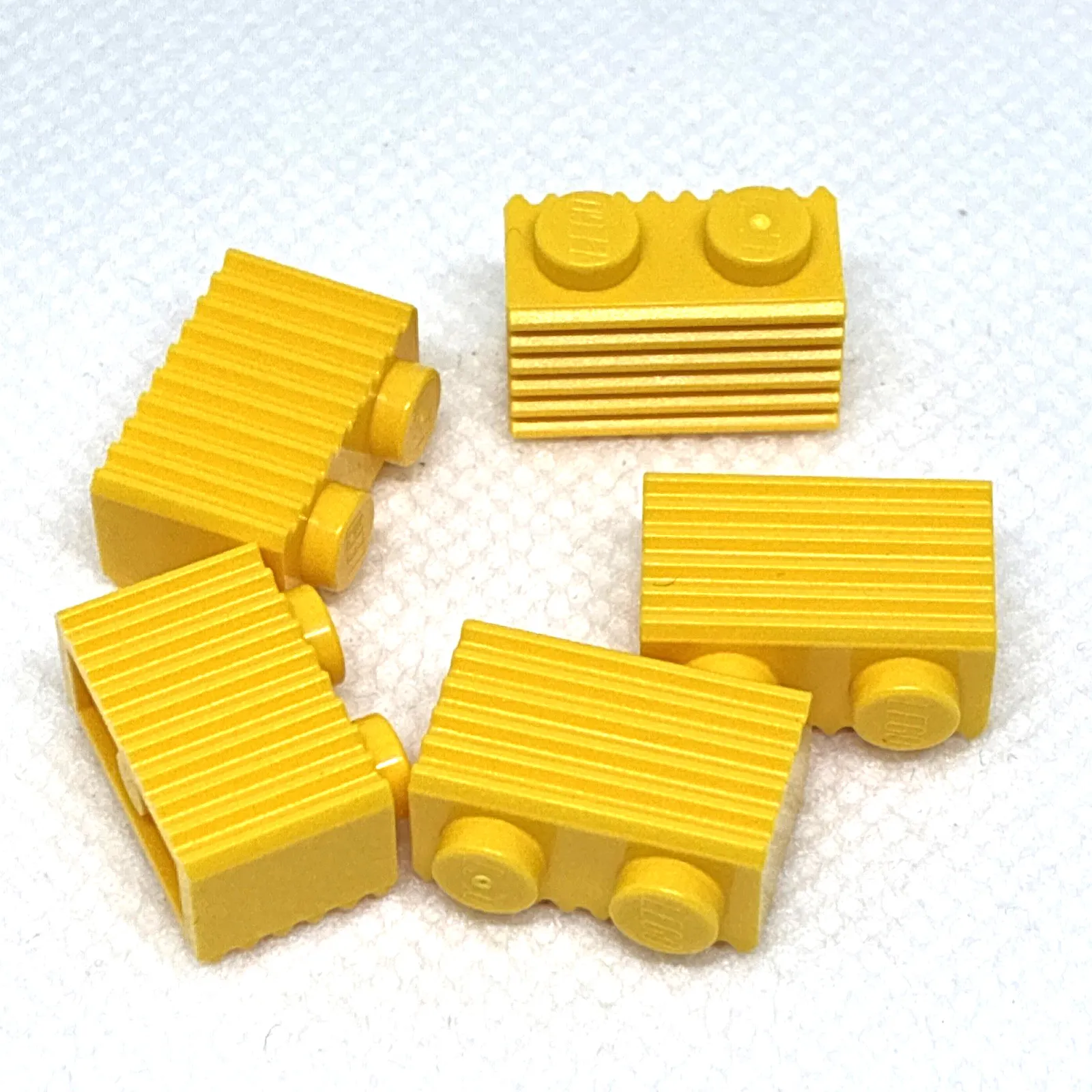 LEGO Parts - Yellow Brick 1 x 2 with Grille / Fluted Profile - No 2877 - QTY 5