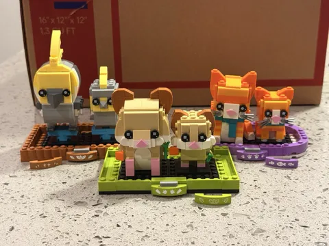 LEGO BrickHeadz Pets Lot of 3 - Hamsters, Cats, and Cockatiels