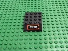 LEGO Black Slope 45 6 x 4 Double w/ Side Walls ‘5972’ Sticker 4708 4758 #32083