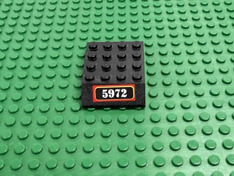 LEGO Black Slope 45 6 x 4 Double w/ Side Walls ‘5972’ Sticker 4708 4758 #32083