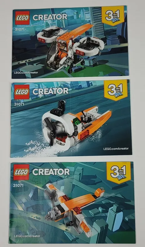 Lego Creator 31071 -  3 in 1. Boat Water Sky Plane Instruction MANUALS ONLY Nice