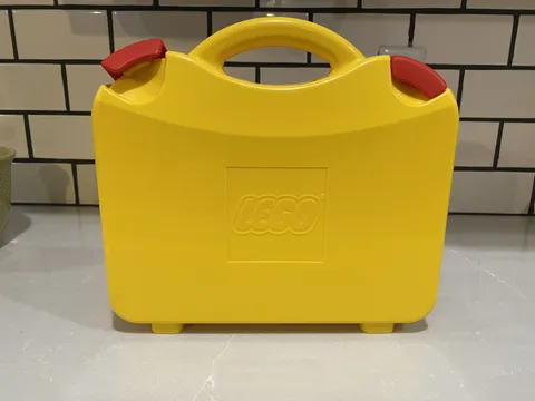 Lego Yellow & Orange Plastic Carrying Case Storage Box With Latches and Dividers