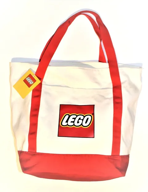 Lego Canvas Red and White Tote Bag Front Pocket 2017 NEW